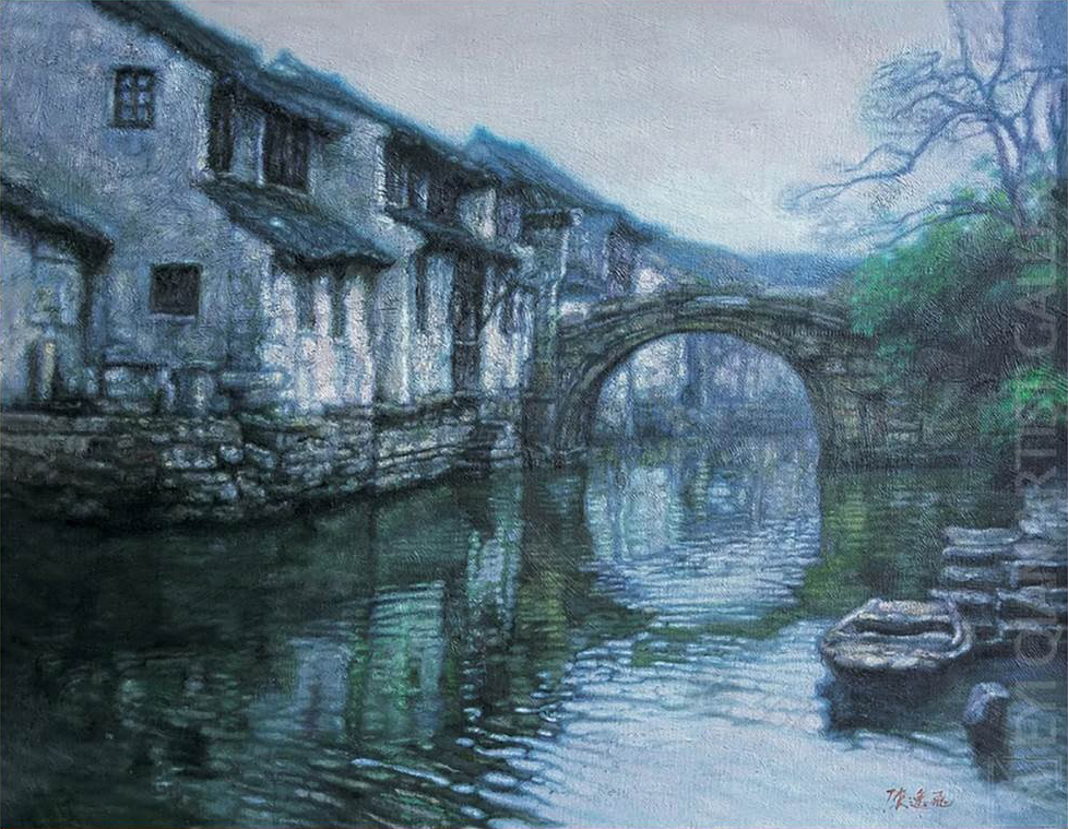 Water Town Chinese Chen Yifei Oil Paintings